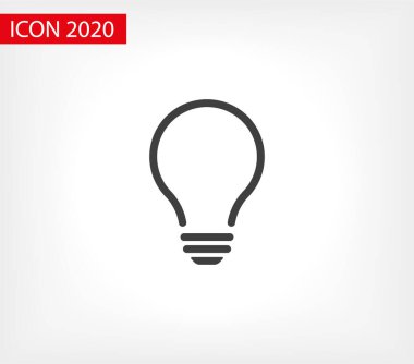 Ampul ışığı vektör simgesi. Işıklı lamba. Elektrik, parlıyor. Ampul simgesi vektörü, arka planda izole. Ampul ışığı simgesi - fikir işareti, çözüm. Ampul ışığı sembolü Enerji