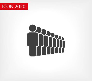 İnsanlar ikonu yönetir. Kişi sembolü. Çalışma Grubu Ekibi, Kalabalık Vektör İllüstrasyon ikonu. Piktogram grubu izole edildi. Halkın simgesi, kalabalığın sembolü. Sırada insanlar var