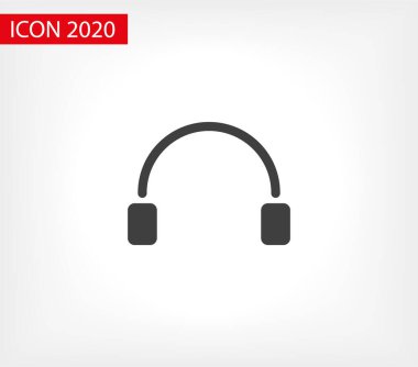 Arka planda kulaklık vektör simgesi. Web tasarım simgesi. Kulaklık simgesi minimalist tasarımı. Müzik için kulaklık