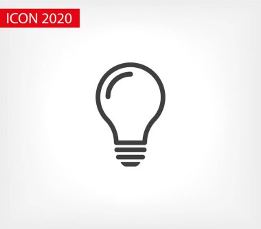 Ampul ışığı vektör simgesi. Işıklı lamba. Elektrik, parlıyor. Ampul simgesi vektörü, arka planda izole. Ampul ışığı simgesi - fikir işareti, çözüm. Ampul ışığı sembolü Enerji