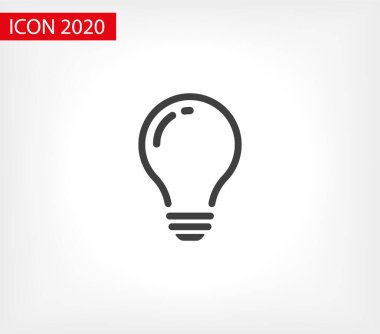 Ampul ışığı vektör simgesi. Işıklı lamba. Elektrik, parlıyor. Ampul simgesi vektörü, arka planda izole. Ampul ışığı simgesi - fikir işareti, çözüm. Ampul ışığı sembolü Enerji