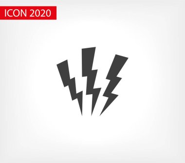 Şimşek simgesi. Şimşek, elektrik güç vektör logosu. Yıldırım desenli çizim izole vektörü. Şimşek şeklinde düz simge. Şimşek çakması. Şimşek civataları simge EPS 10.