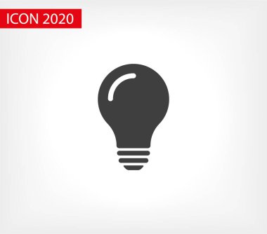 Ampul ışığı vektör simgesi. Işıklı lamba. Elektrik, parlıyor. Ampul simgesi vektörü, arka planda izole. Ampul ışığı simgesi - fikir işareti, çözüm. Ampul ışığı sembolü Enerji