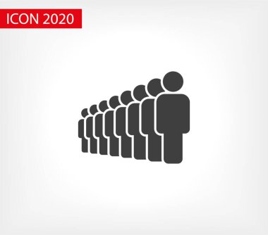 İnsanlar ikonu yönetir. Kişi sembolü. Çalışma Grubu Ekibi, Kalabalık Vektör İllüstrasyon ikonu. Piktogram grubu izole edildi. Halkın simgesi, kalabalığın sembolü. Sırada insanlar var