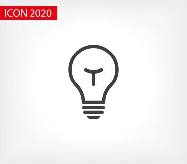Ampul ışığı vektör simgesi. Işıklı lamba. Elektrik, parlıyor. Ampul simgesi vektörü, arka planda izole. Ampul ışığı simgesi - fikir işareti, çözüm. Ampul ışığı sembolü Enerji