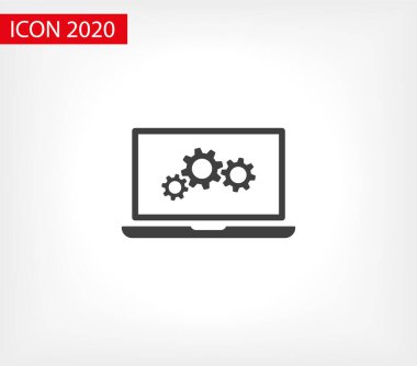 laptop ve vites simgesi. Vektör web tasarımı