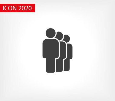 İnsanlar ikonu yönetir. Kişi sembolü. Çalışma Grubu Ekibi, Kalabalık Vektör İllüstrasyon ikonu. Piktogram grubu izole edildi. Halkın simgesi, kalabalığın sembolü. Sırada insanlar var