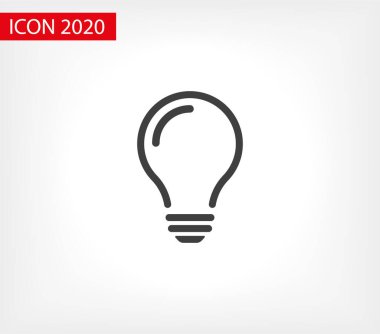 Ampul ışığı vektör simgesi. Işıklı lamba. Elektrik, parlıyor. Ampul simgesi vektörü, arka planda izole. Ampul ışığı simgesi - fikir işareti, çözüm. Ampul ışığı sembolü Enerji