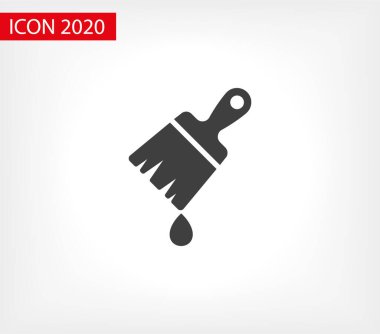 Boya fırçası düz simgesi. Bir damla boya ikonuyla fırçala. Site tasarımı için boya fırçası simgesi sayfa sembolü. Resim fırçası simgesi EPS 10