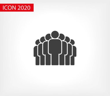 İnsanlar ikonu yönetir. Kişi sembolü. Çalışma Grubu Ekibi, Kalabalık Vektör İllüstrasyon ikonu. Piktogram grubu izole edildi. Halkın simgesi, kalabalığın sembolü. Sırada insanlar var