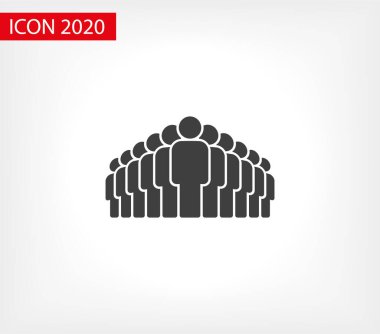 İnsanlar ikonu yönetir. Kişi sembolü. Çalışma Grubu Ekibi, Kalabalık Vektör İllüstrasyon ikonu. Piktogram grubu izole edildi. Halkın simgesi, kalabalığın sembolü. Sırada insanlar var