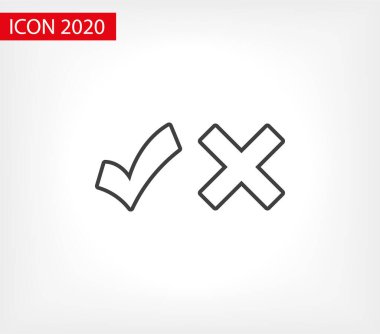 İşaretleme ve çapraz simge. Vektör web tasarımı