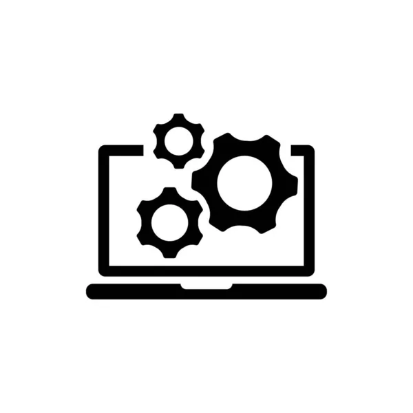 Laptop and gears icon. One of set web icons — Stock Vector