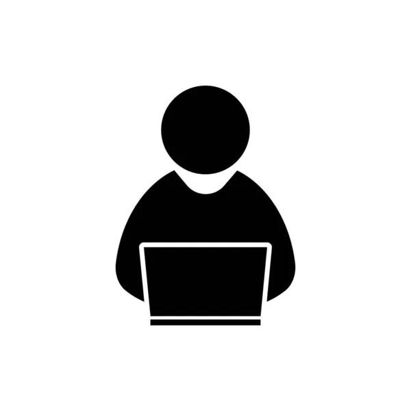 Ludzie z komputerem, osoba z ikoną laptopa. Jedna z ikon sieci web — Wektor stockowy