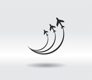 Uçak sembolleri ikonu, vektör çizimi. Düz tasarım biçimi