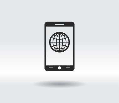 Cep telefonu simgesi, vektör illüstrasyonu. Düz tasarım biçimi