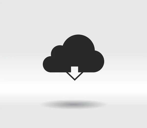 Vector de computación en la nube icono de descarga, ilustración vectorial. Estilo de diseño plano — Vector de stock