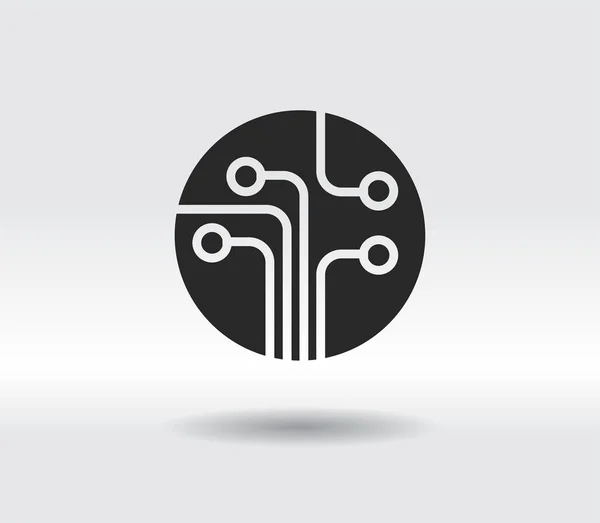 Placa de circuito, icono de la tecnología, ilustración vectorial. Estilo de diseño plano — Archivo Imágenes Vectoriales