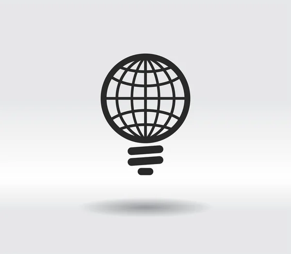 GLOBALE Icona della lampadina, illustrazione vettoriale. Stile di design piatto Illustrazioni Stock Royalty Free
