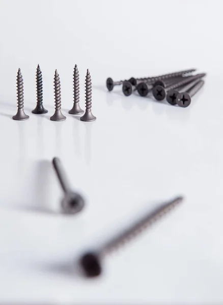 Black Screws White Background — Stock Photo, Image