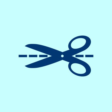 Makas ile kesme hatları simgesi. Rozet yer kesme.