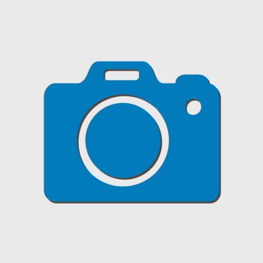 Fotoğraf kamera simgesi. DSLR kamera işareti simgesi. Dijital fotoğraf makinesi. Düz tasarım stili. 