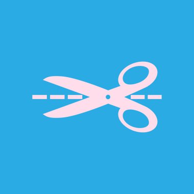 Makas ile kesme hatları simgesi. Rozet yer kesme.