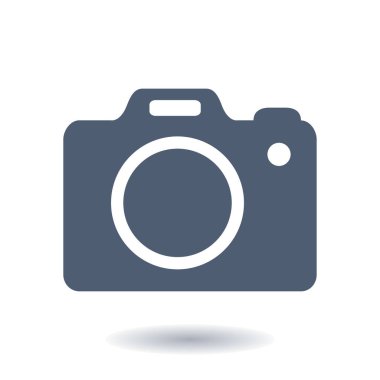 Fotoğraf kamera simgesi. DSLR kamera işareti simgesi. Dijital fotoğraf makinesi. Düz tasarım stili. 