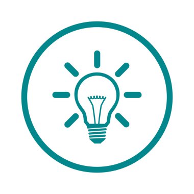 Işık lamba işareti simgesi. Fikir ampul simgesi. Düz tasarım stili.