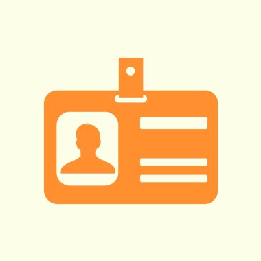 Kimlik kartı simgesi. Konferans katılımcı rozeti. Düz tasarım stili. 