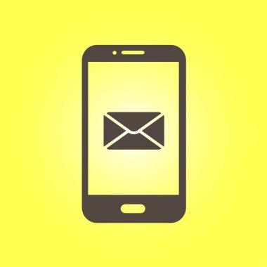 Akıllı telefon e-posta veya sms simgesi. Mobil posta işareti simgesi.