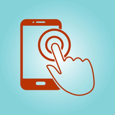 Dokunmatik ekran smartphone işareti simgesi. El işaretçi simgesi. Düz tasarım stili. Vektör Eps 10.