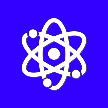 Atom işareti simgesi. Atom bölümü simgesi. Düz tasarım stili.