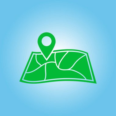 harita ve PIN, vektör çizim basit simgesi