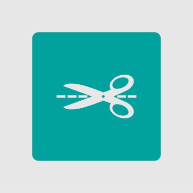 Makas ile kesme hatları simgesi. Rozet yer kesme.