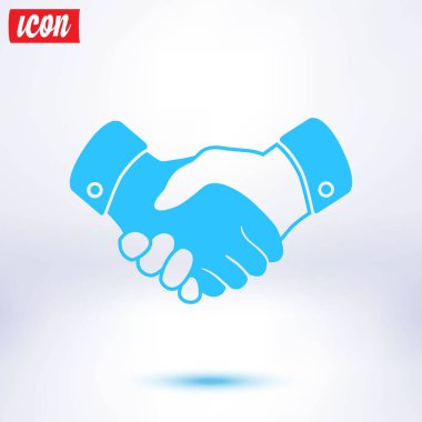 El sıkışma işareti simgesi. Başarılı iş sembolü. Düz tasarım stili.