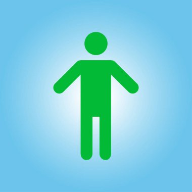 İnsan erkek işareti simgesi. Erkek tuvalet. Düz stil. Her iki biyolojik cinsiyetten temsil etmek için kullanılan bir piktogram cinsiyet semboldür.