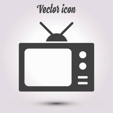 TV simgesi. Düz tasarım stili. Simge kitle iletişim araçları.  