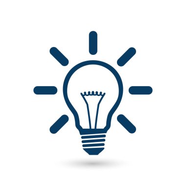 Işık lamba işareti simgesi. Fikir ampul simgesi. Düz tasarım stili.