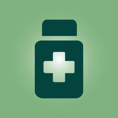 Uyuşturucu simgesi imzala. Haplarla paketi. Düz tasarım stili. 