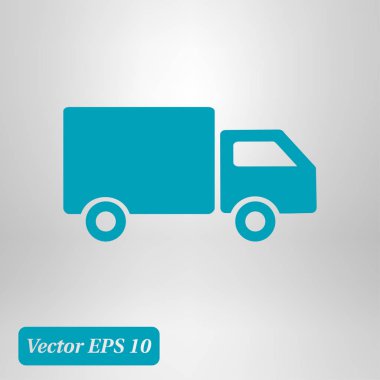 Teslimat kamyonu işareti simgesi. Kargo van sembolü. Sevk irsaliyelerini ve ücretsiz teslim. Düz stil. Vektör.