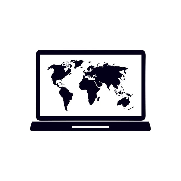 Ícone Simples Laptop Mapa Mundo Ilustração Vetorial —  Vetores de Stock