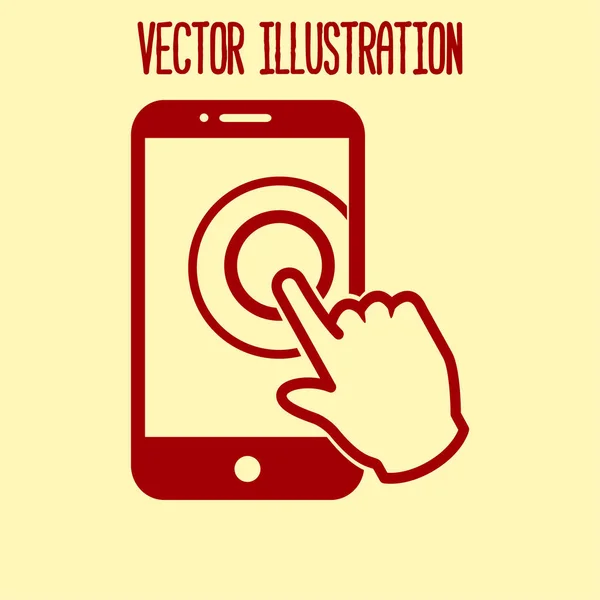 Touchscreen Smartphone Zeichen Symbol Zeiger Symbol Flachen Design Stil Vektor — Stockvektor