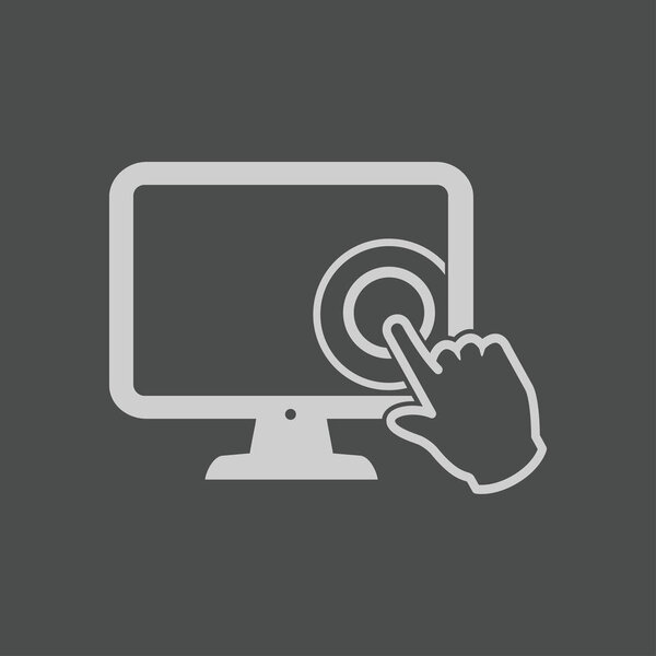 Значок вывески компьютера. Символ монитора. Плоский дизайн
.