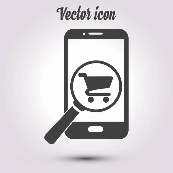 Sklo Vyhledávání Pro Nákup Chytrý Telefon Online Nákup Ikona — Stockový vektor