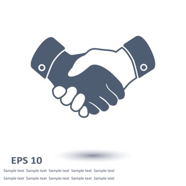 El sıkışma işareti simgesi. Başarılı iş sembolü. Düz tasarım stili.