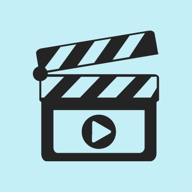 Film yapımcısı clapper kurulu simgesi. Düz tasarım stili.