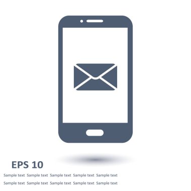 Akıllı telefon e-posta veya sms simgesi. Mobil posta işareti simgesi.
