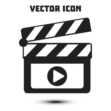 Film yapımcısı clapper kurulu simgesi. Düz tasarım stili.