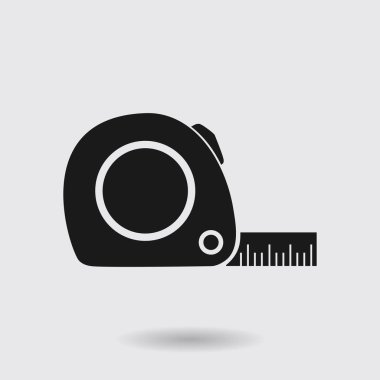 Mezura simgesi. Rulet inşaat sembolü. Boyutları ve ölçüleri. Bir kesim kartı oluşturma.